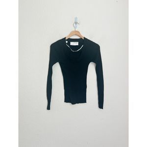 Selected‎ Femme black Knit long sleeve Deep U-NECK top size XS